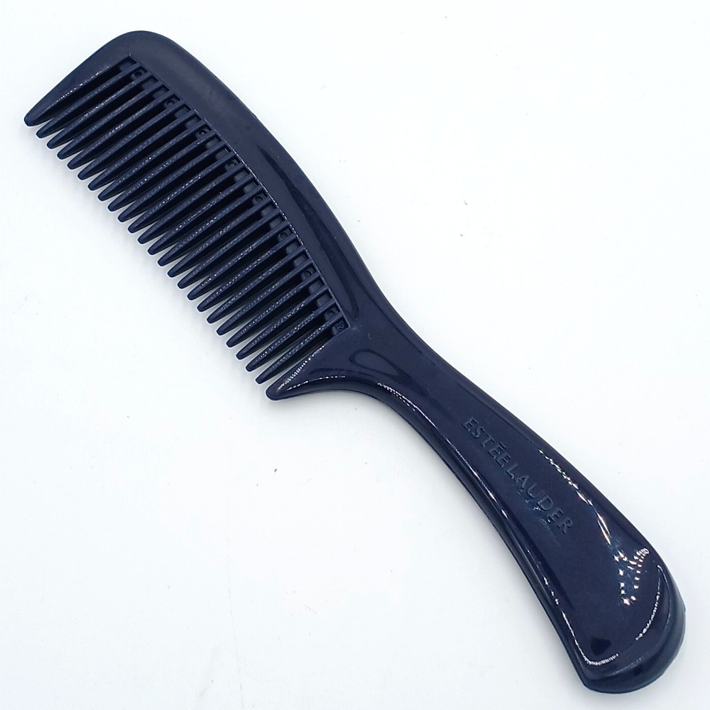 Vtg Estee Lauder Hair Comb Navy Blue Travel Purse Size 6.5" Plastic Handle
